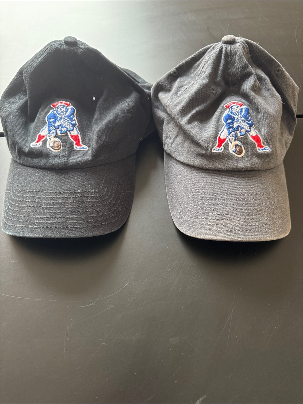Set of 2 NFL New England Patriots 47 brand Hats one Black one Navy.